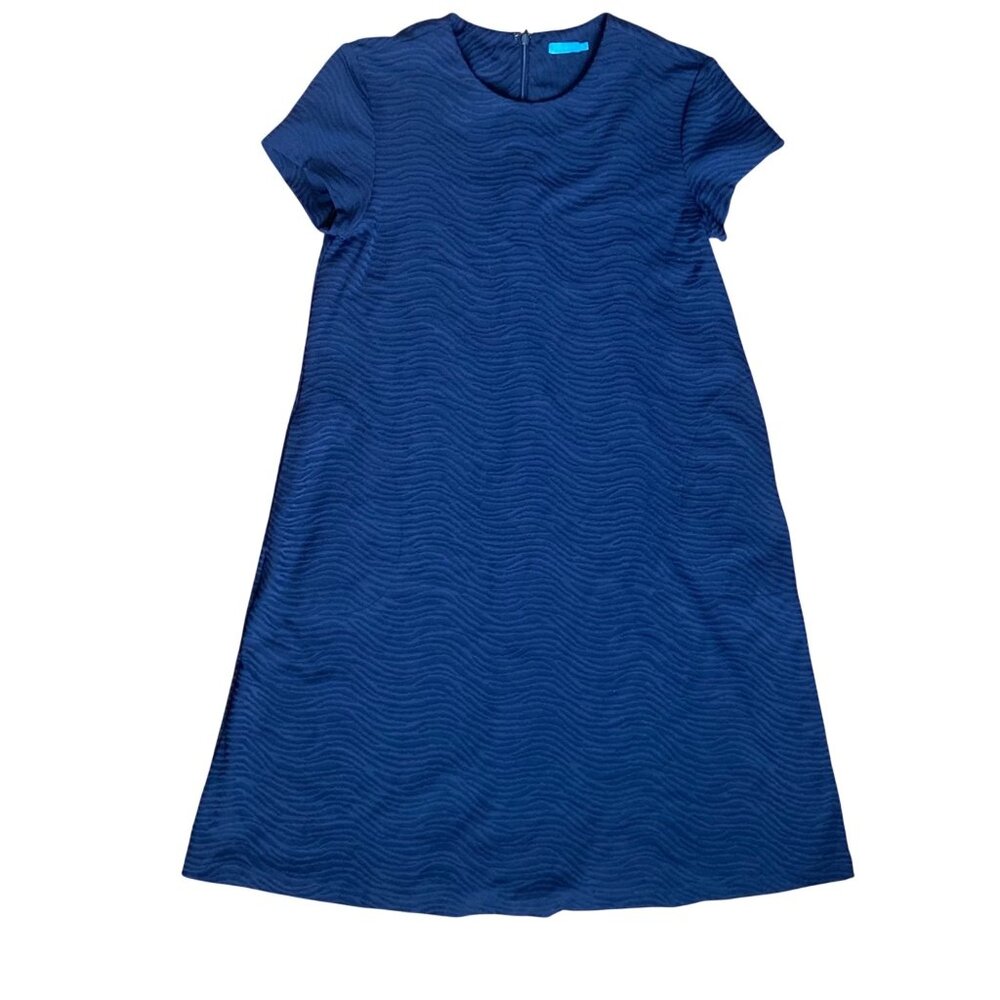 J Mclaughlin Navy Blue Textured Shift Dress Womens Small Preppy Classic Neutral